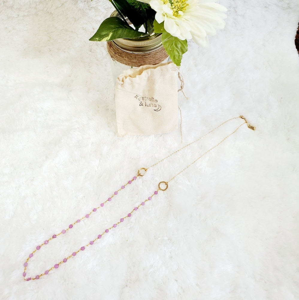 2/$40 Boho Rosary Chain 14k Plated Lavender Jade